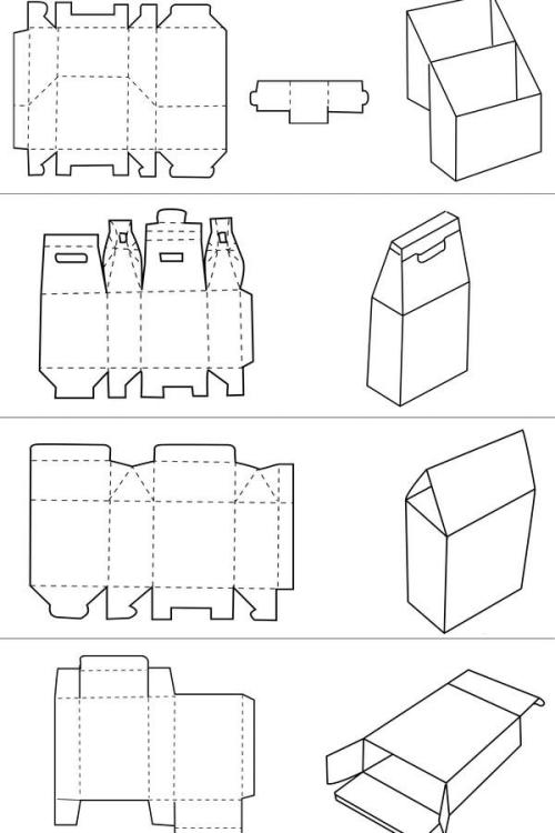 常用的折叠纸盒形式有扣盖式,黏结式,手提式,开窗式等.(2) 固定纸盒.