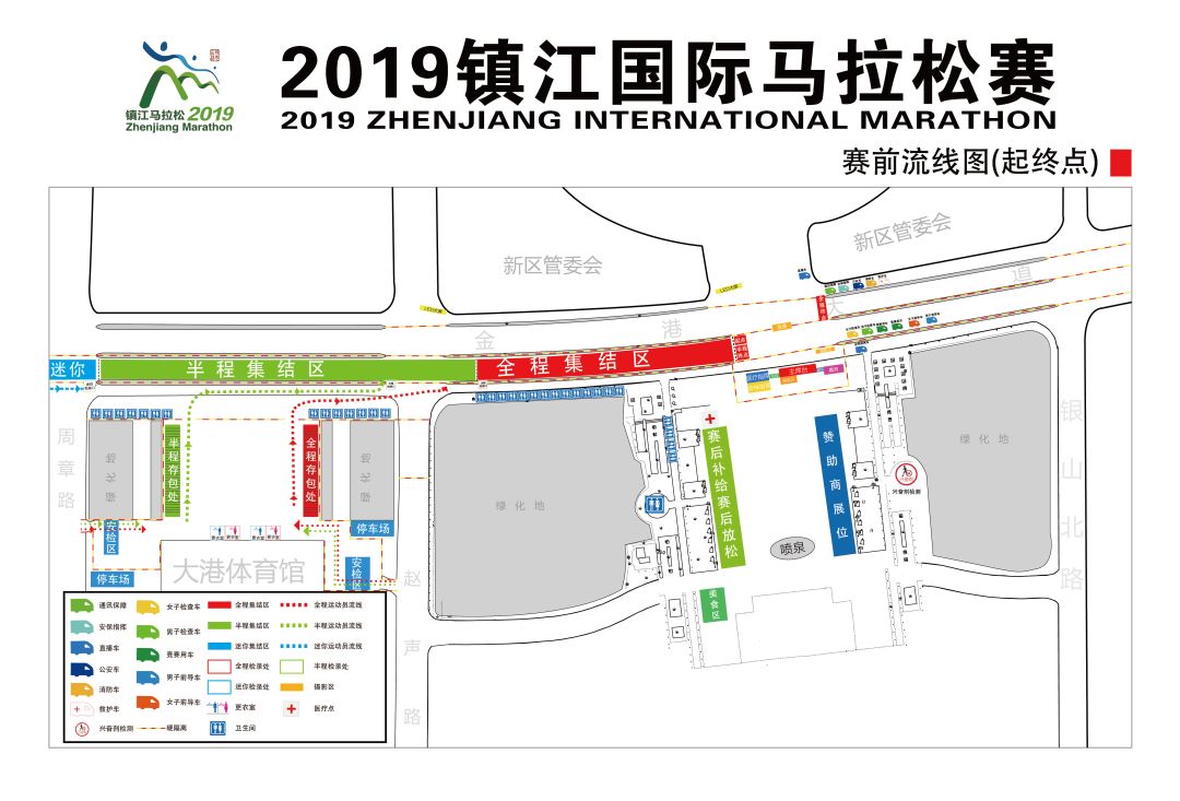 赛后流线图 赛事路线规划示意图 医疗站规划示意图 一册在手,镇马不愁 参赛指南,速速收下 赛前流线图
