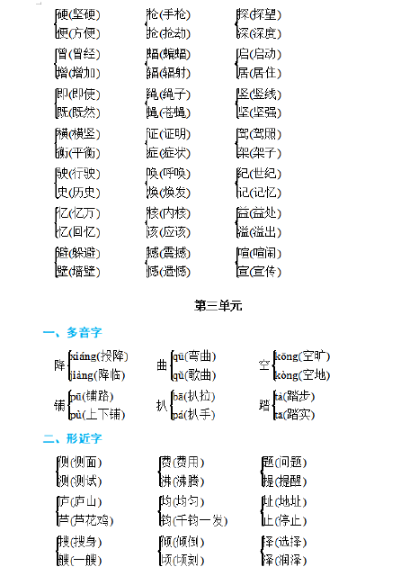 统编版语文小学上听写词语形近字多音字归纳丨期中必考