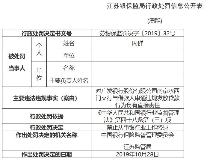 江苏银保监局“补刀”广发银行违法放贷案4名涉事员工最高被判8年