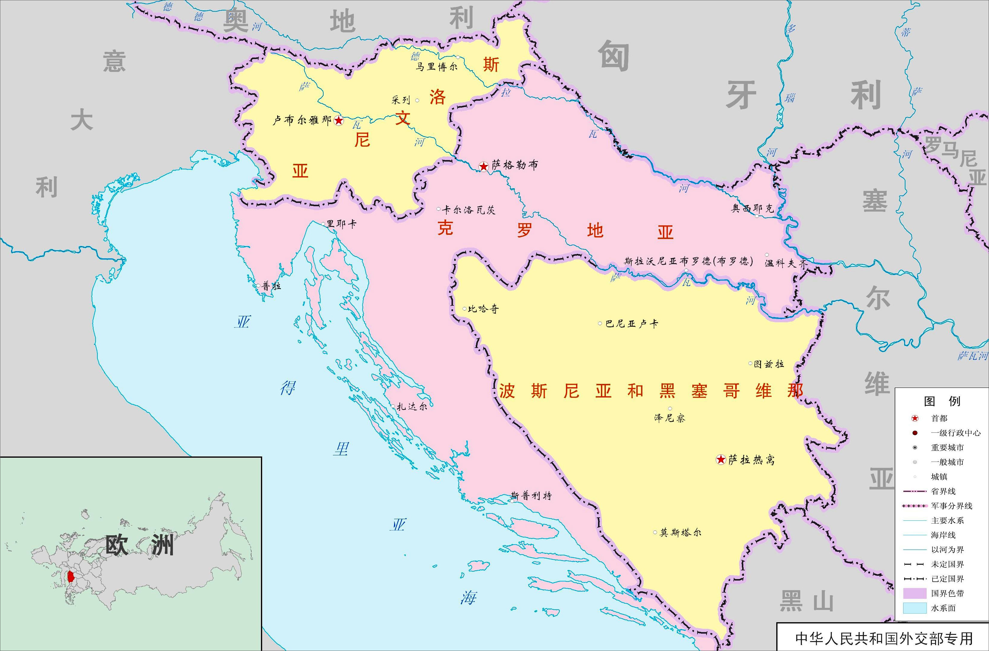 塞尔维亚与蒙特内哥罗政区图 - 塞尔维亚地图 - 地理教师网