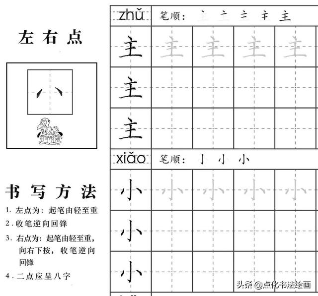 硬笔书法入门知识基本笔顺之点提折钩.