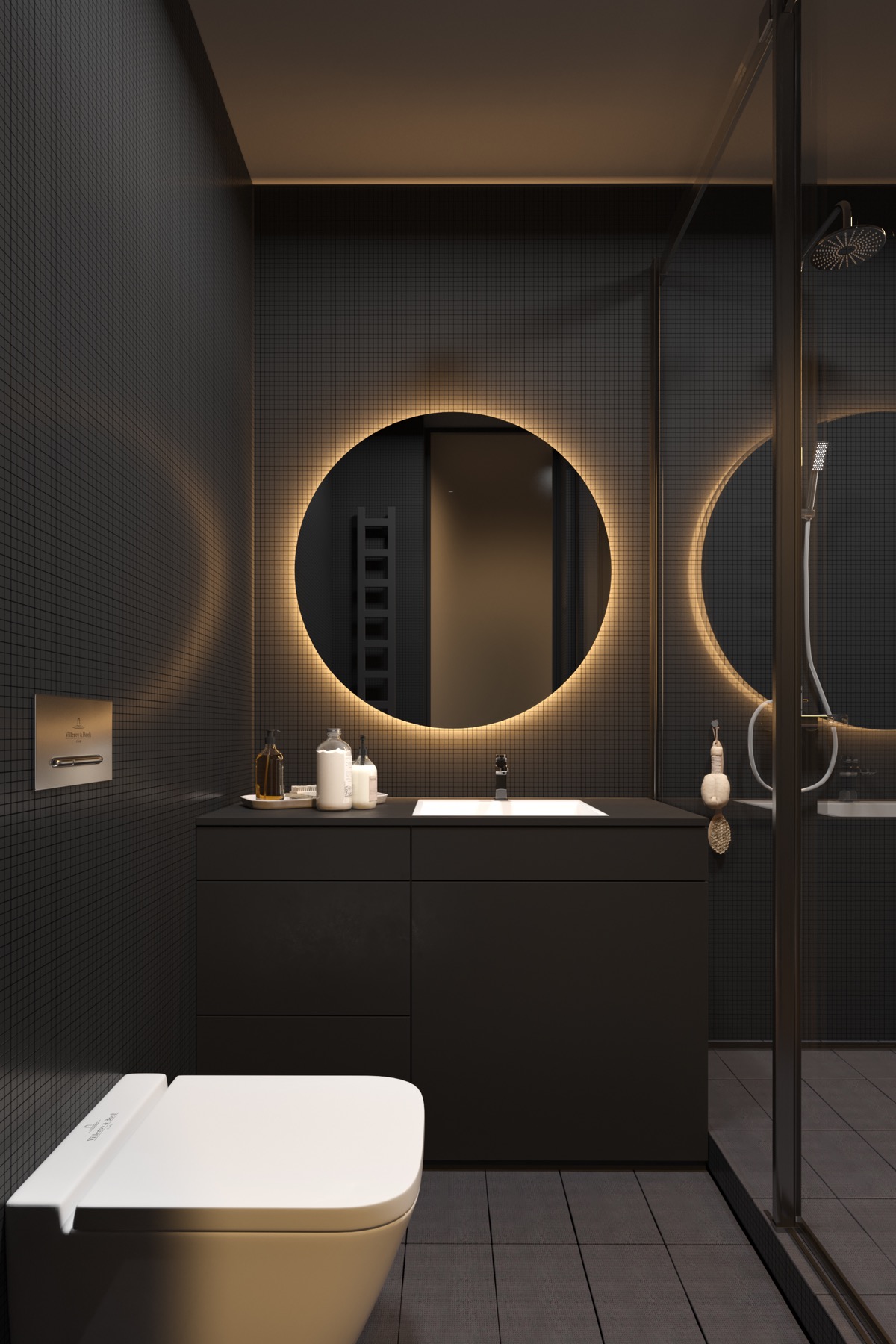 90后个性浴室，黑白格大秀时尚值 - Idea匠人设计效果图 - 躺平设计家