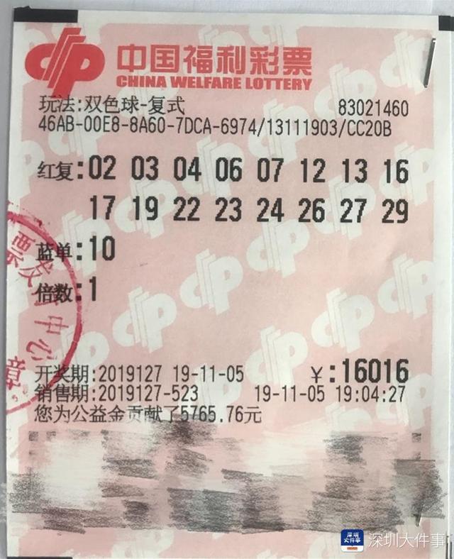 深圳彩民中双色球633万，称用数学原理选号，投注站站主陪领奖