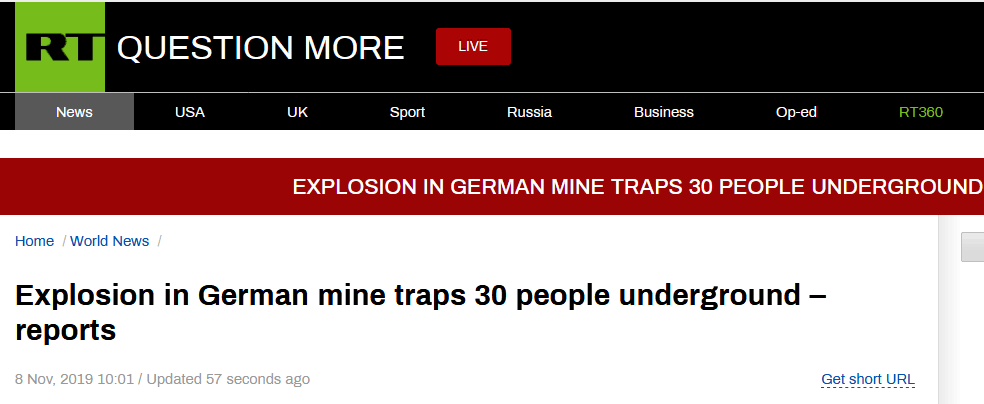 快讯!德国矿井爆炸30人被困井下，救援正在进行