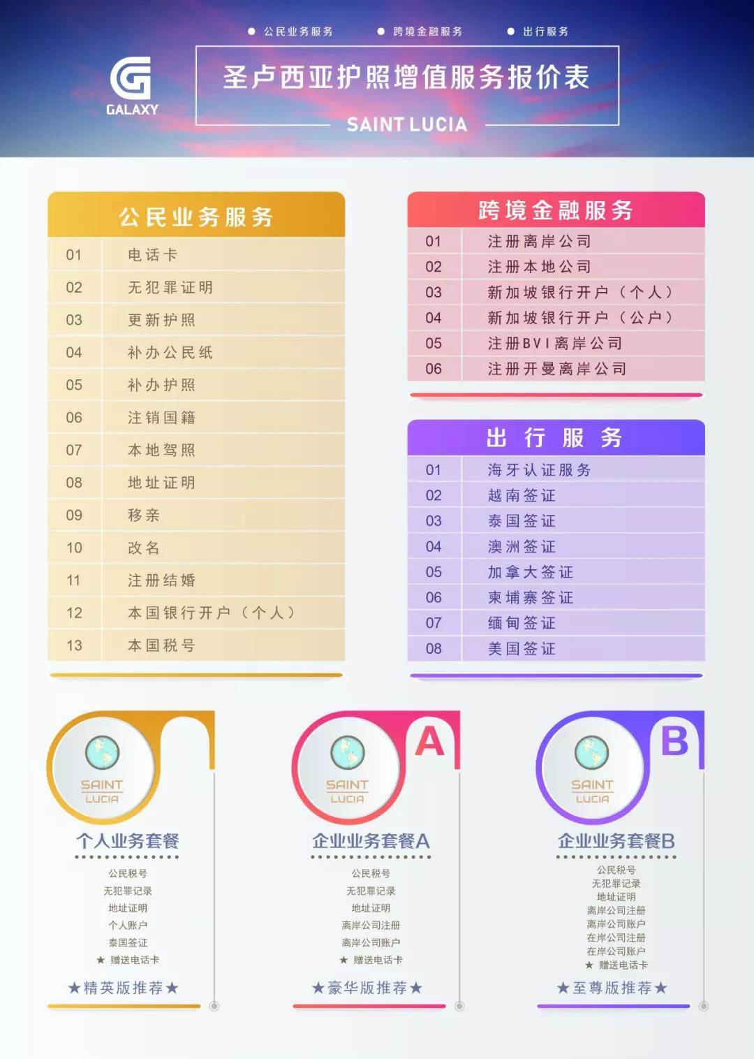 以及新加坡银行公户办理等金融业务，满足客户对护照功能性的各种需求。