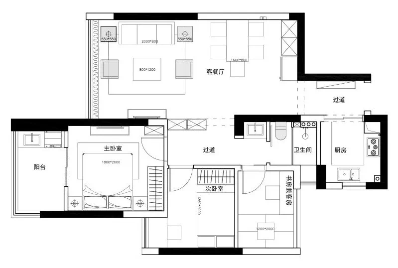 89㎡现代美式三居室,收纳做得好多出一间房,简洁漂亮实用_设计