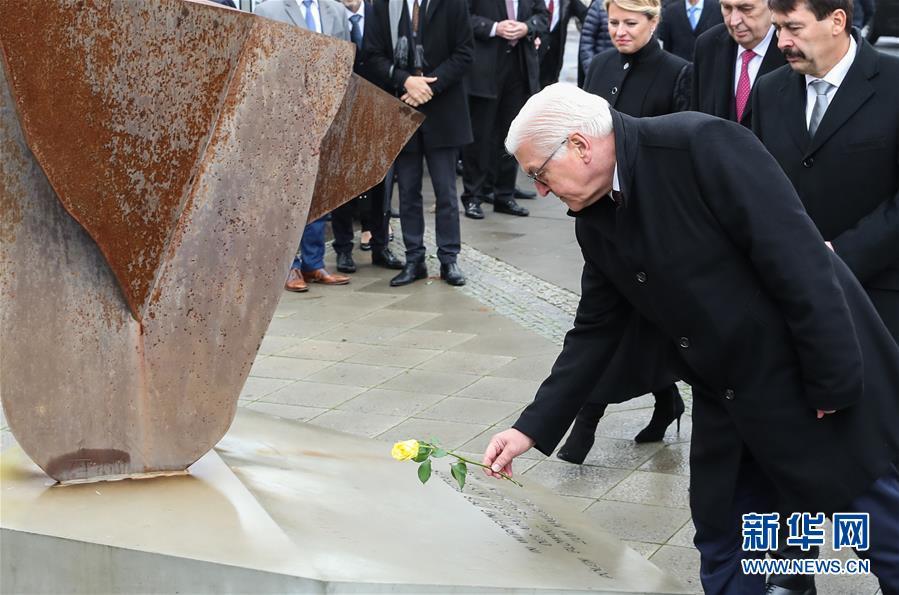纪念柏林墙倒塌30周年德国总统在纪念活动中献花