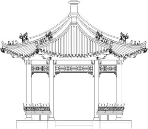 五角攒尖建筑 八角攒尖建筑 单檐八角亭的构造与六角亭相似, 平面有
