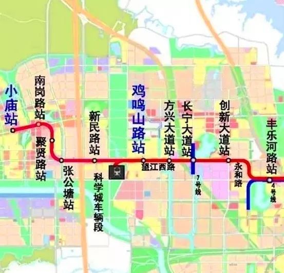 合肥地铁6号线 二期规划图(鸡鸣山路站西延小庙站)