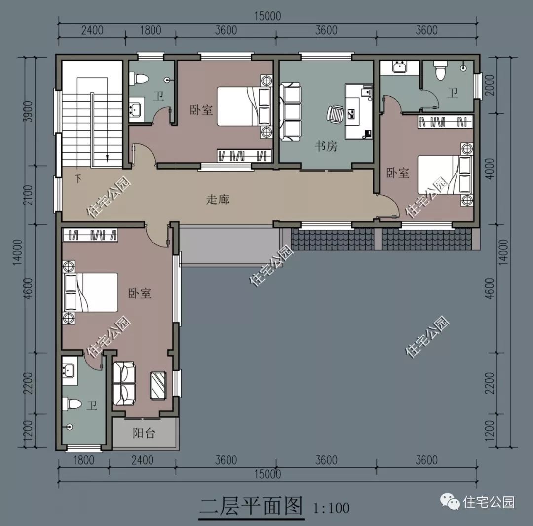 1415米l型新中式小院小面宽宅基地上的中式雅宅