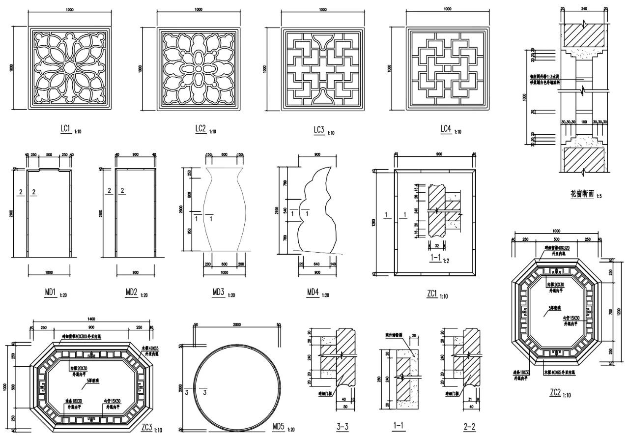 素材cad古建图纸这些个施工图可真会为难人