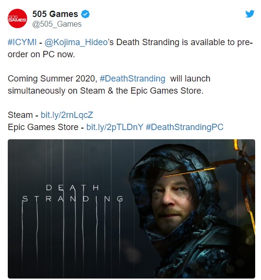 发行商确认《死亡搁浅》PC版会同时登陆Steam和Epic游戏商店_平台