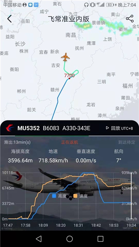 东航深圳飞上海一航班挂7700代码紧急备降南昌