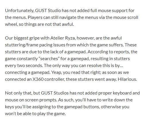 《莱莎的工作室》键鼠仍存卡顿问题频繁检测手柄所致_游戏