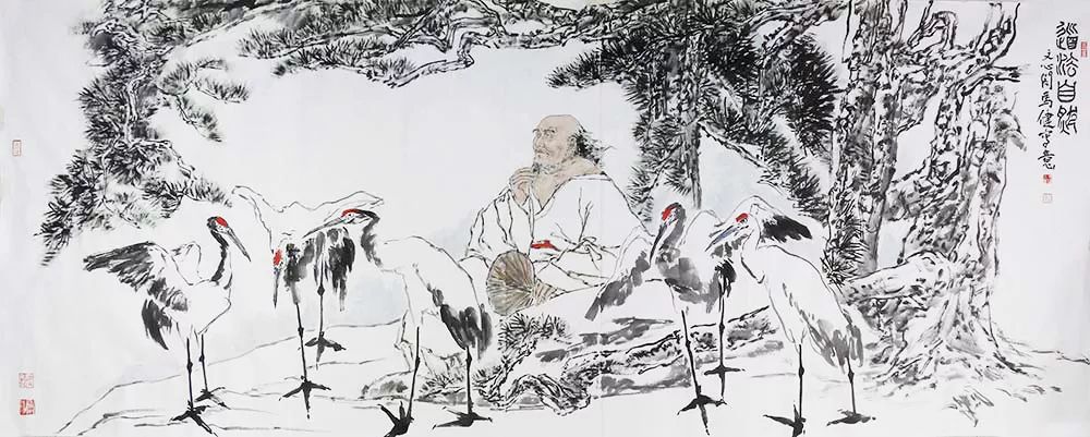 【巨幅】中国美协会员 马健《道法自然》人物丈二作品