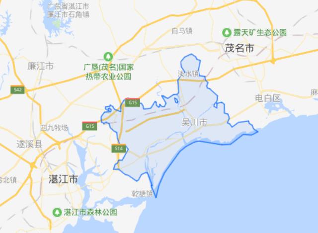 在地理位置上,县级吴川市位于广东省西南部,坐标北纬21°28,东经110