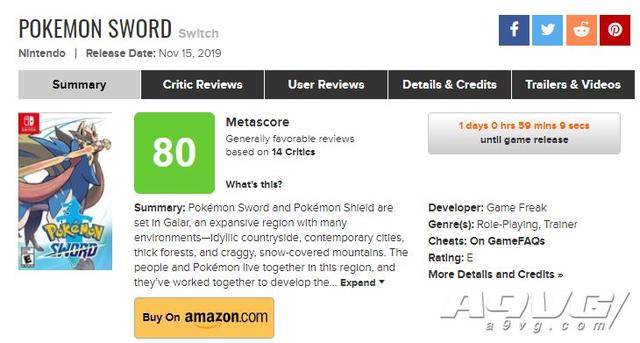 《宝可梦剑盾》全球媒体评分现已解禁IGN9.3分GS9分
