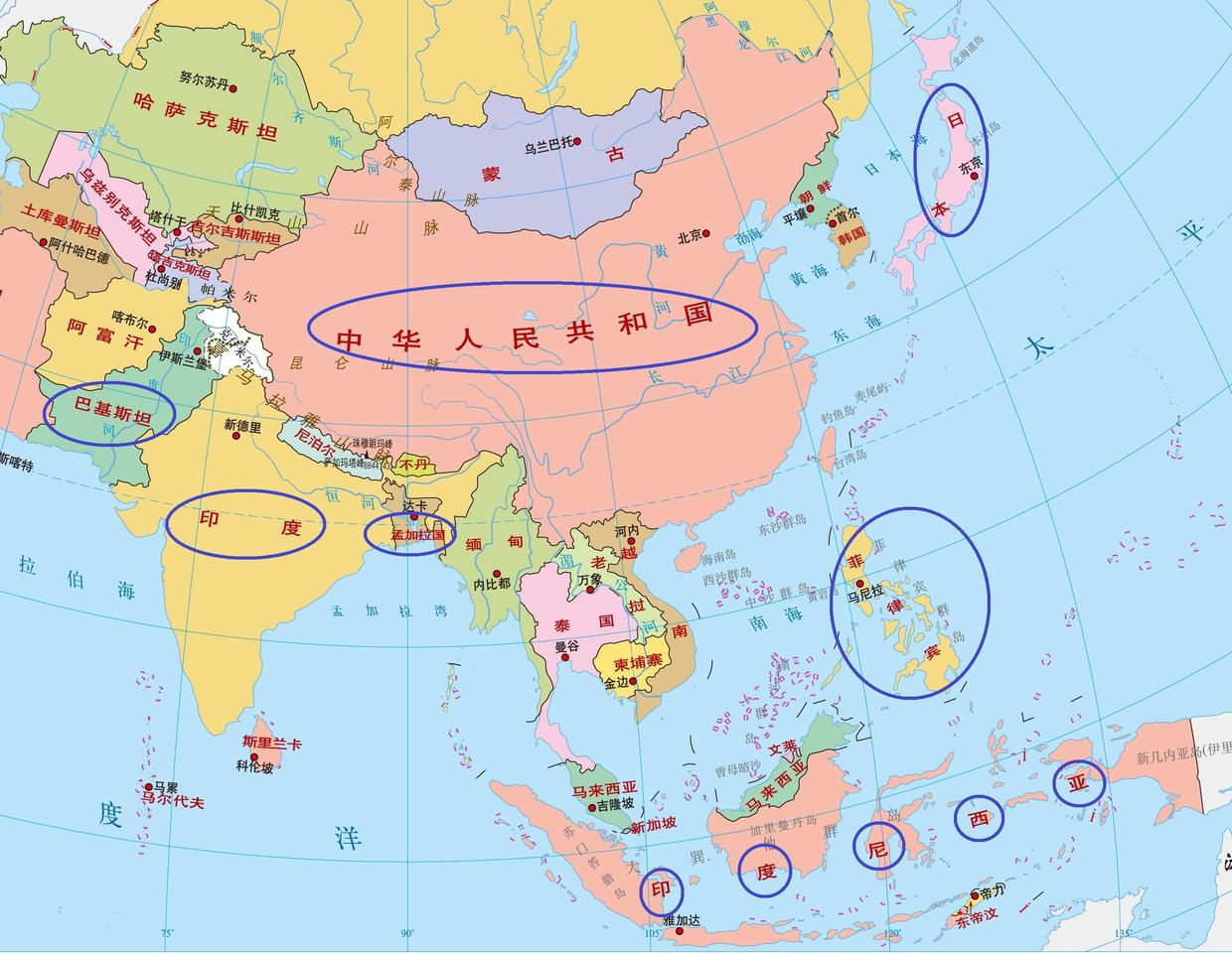 亚洲人口最多的国家_亚洲人口数量最多的国家是中国.该国属于亚洲六大分区中(2)