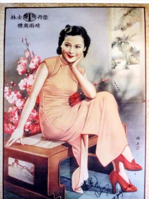 民国 上海老月份牌 ポスター 石青 作 当時物 大型美人画 上海洋行印刷