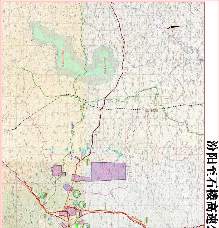 汾阳至石楼高速公路选址公示,设计速度为.