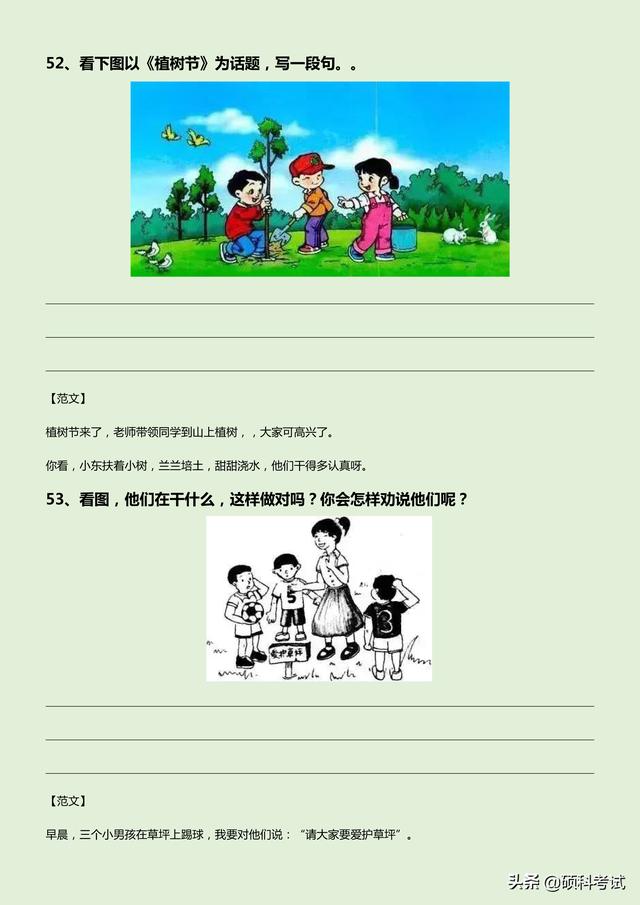 一年级语文《看图写话》练习300篇(附范文,word版,可下载)