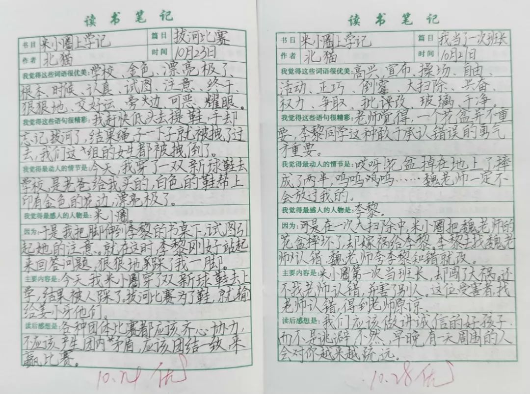 书海拾贝 放飞理想——湖头三安小学开展学生读书笔记