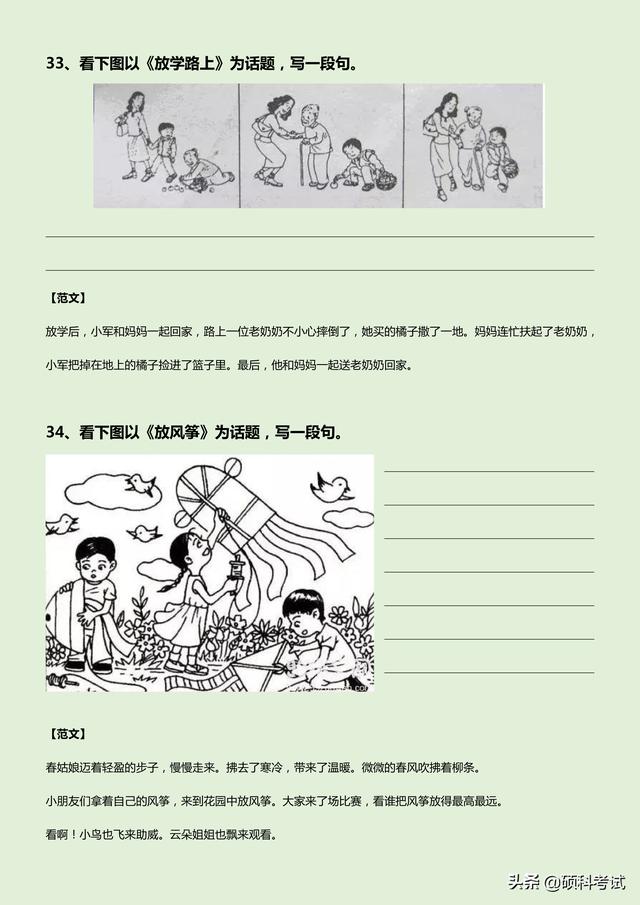 一年级语文《看图写话》练习300篇(附范文,word版,可下载)