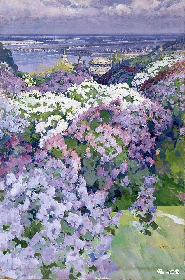 油画颜料 纸板丁香花60