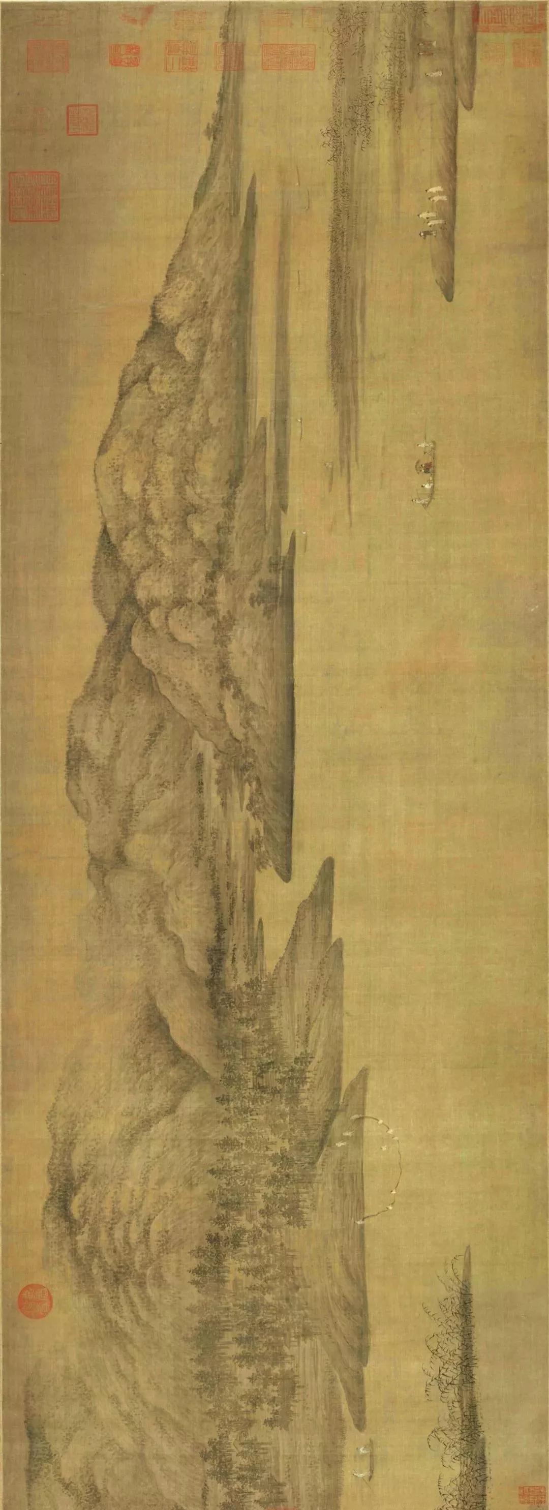 五代 董源 潇湘图卷 画心 绢本 50x141