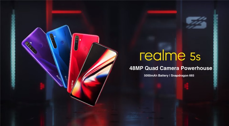 Realme5s确认搭载骁龙665处理器，5000mAh电池