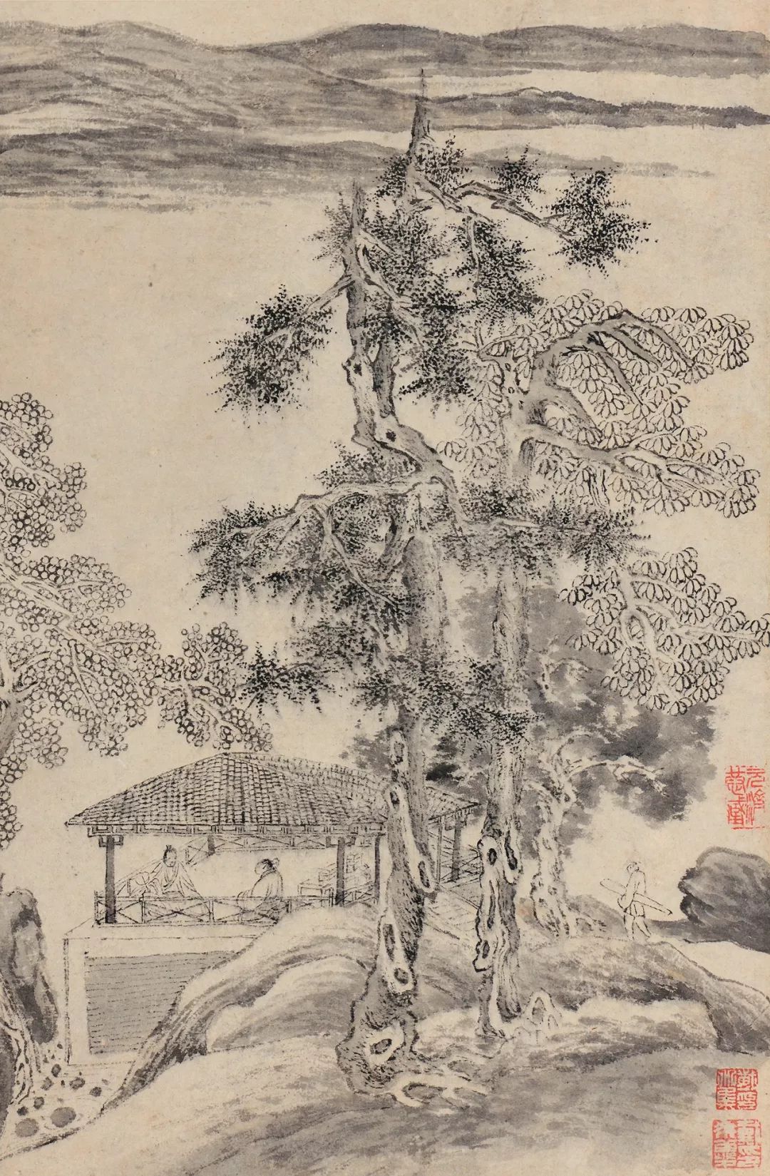 B-4832【真作】中林竹洞 肉筆紙本 滝図 掛軸/文人画家 尾張 師・山田宮 