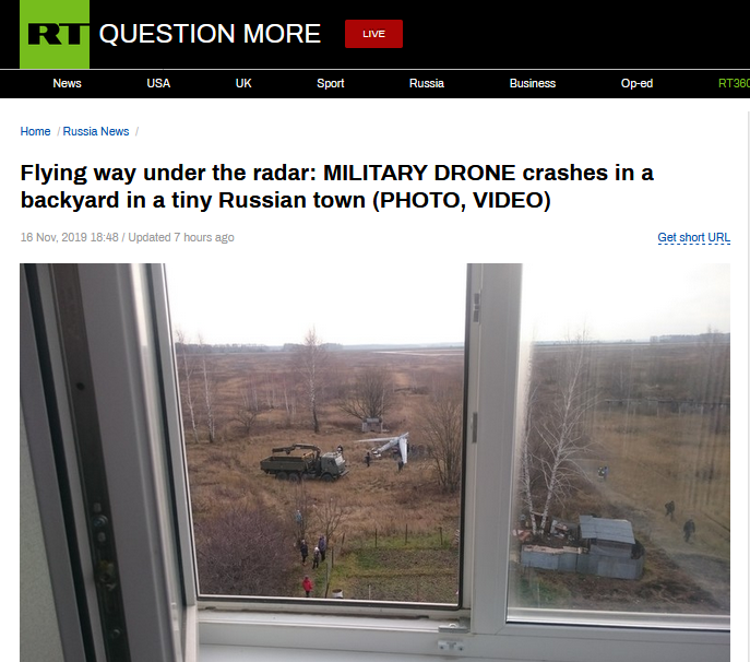 俄罗斯军用无人机在小镇坠毁，吓坏当地居民