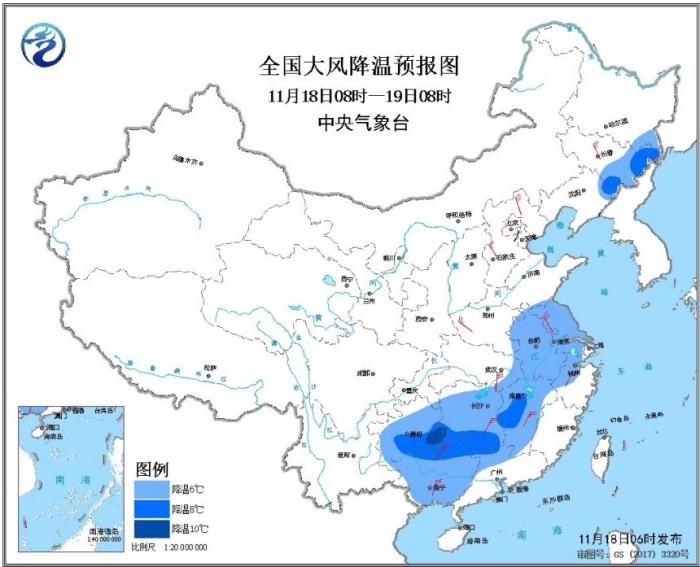 寒潮蓝色预警：强冷空气继续影响中国东部地区