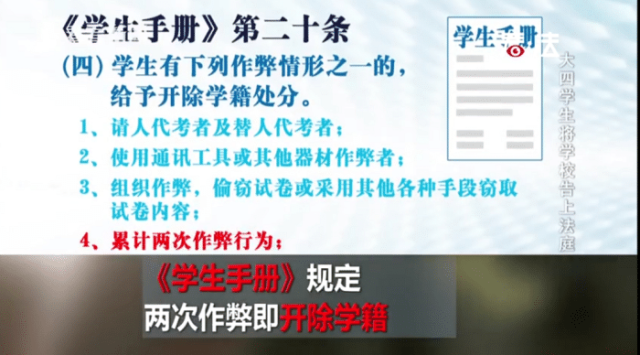 毕业生作弊被开除起诉学校：我大学四年白读了？学费白交了？