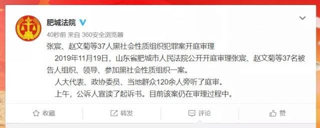 张宸,赵文菊等37人黑社会性质组织犯罪案开庭审理