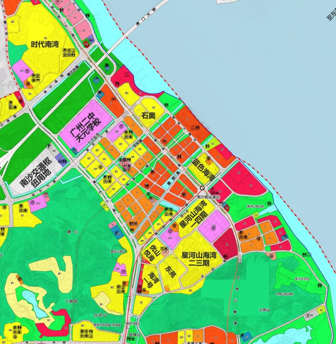 深入翻开《南沙湾区域控制性详细规划》图,虎门大桥南侧纯居住属性