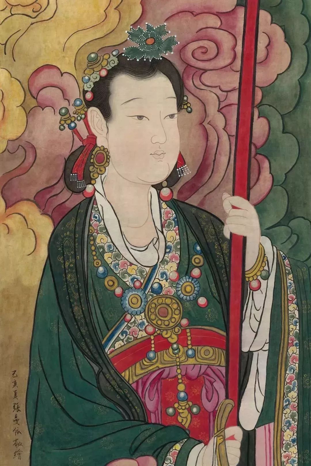 法海寺壁画《菩提树天侍女》 临摹者:张曼依隆兴寺明代壁画《鬼子母天