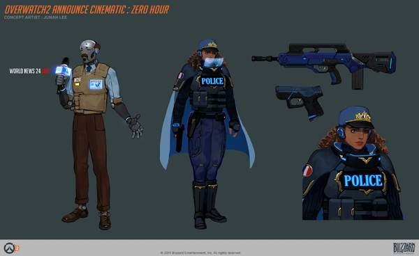 《守望先锋2》动画短片NPC设定图萝莉、女警和记者_嘉年华