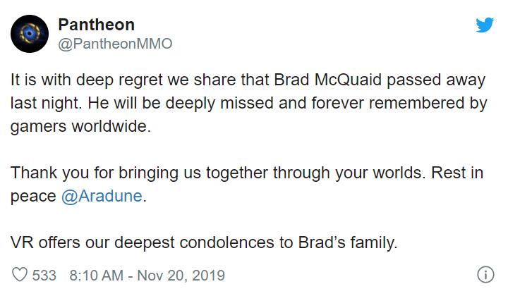 前《无尽的任务》主管BradMcQuaid去世享年51岁
