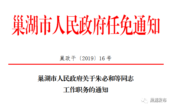 速看巢湖市人民政府任免一批干部涉及多部门