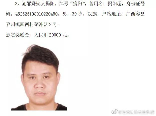 玉林警方继续悬赏通缉6名容县涉黑恶人员,奖金高达2万】看到他们