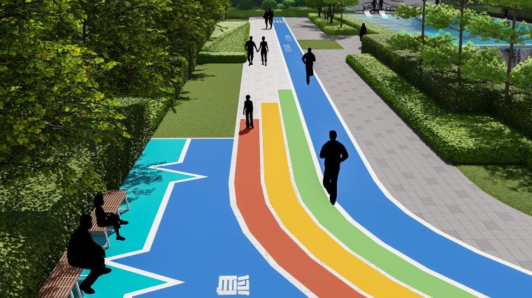 (效果图)打造约430m社区环形健康跑道鲜花绿植之中,享受步步鲜氧的