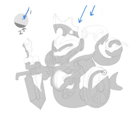 原画人游戏原画玩转ao光影塑造演示设计一个人鱼战士