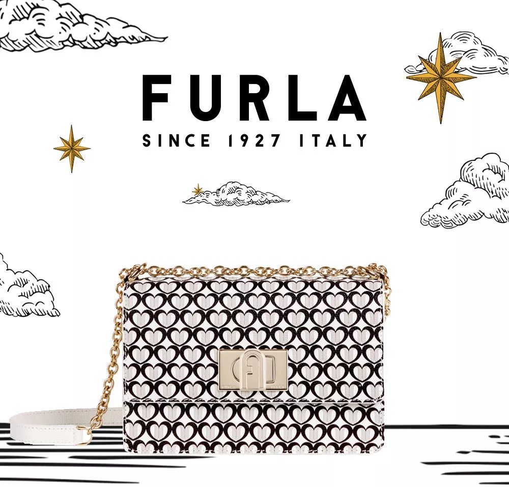 全新爱心印花渲染欢乐氛围,独特furla 1927拱形logo给予