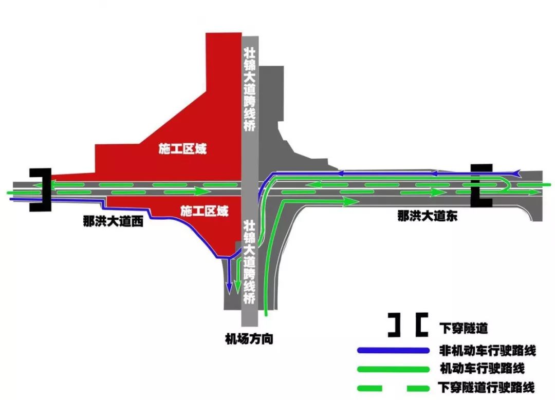 南宁车友,那洪立交桥交通组织有变化,原来要这样走!