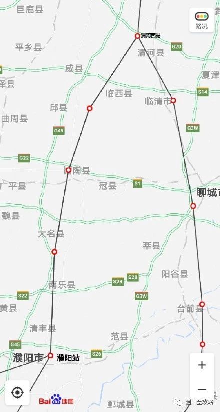 清河东 →临清东→聊城西(郑济高铁车站)→ 台前东 →梁山(既有)