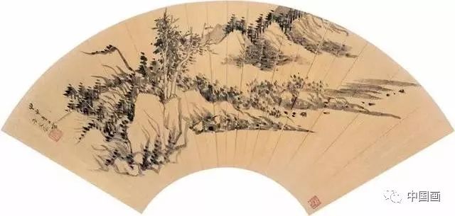 中国画 山水 扇面 清時代 中国画 山水 扇面 清時代 中国画 山水 扇面 清時代 山水図扇面