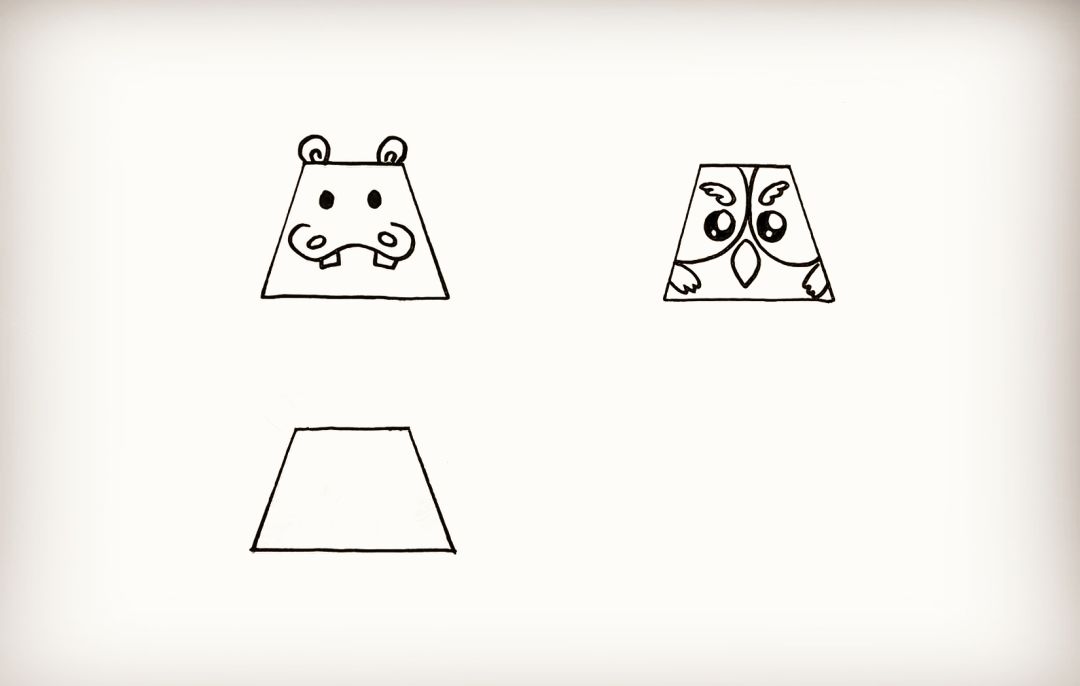 简笔画用梯形画动物