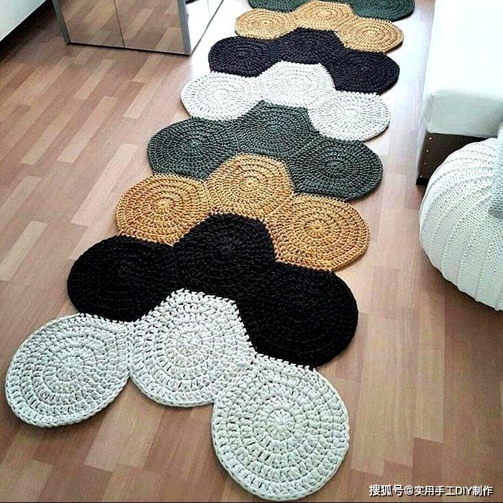 「针织作品」钩编出来的地垫子,太有质感了